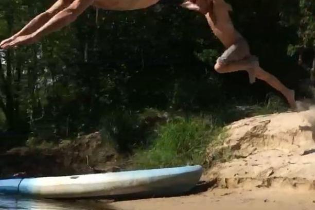 a person swimming in water